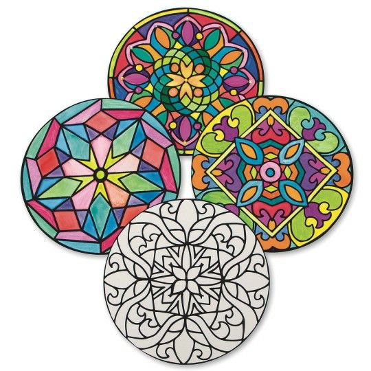 Craft Kits & Projects |  Velvet Art Mandalas, 9″, 4 Designs (Pack of 40) Craft Kits & Projects Craft Kits & Projects