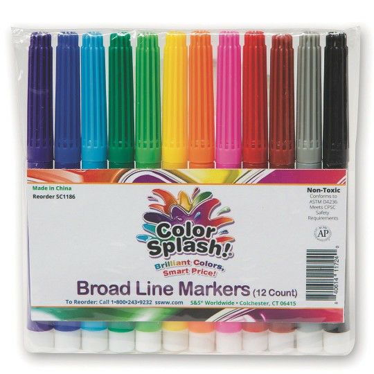 Craft Supplies |   Broad Line Markers (Pack of 12) Craft Supplies Craft Supplies