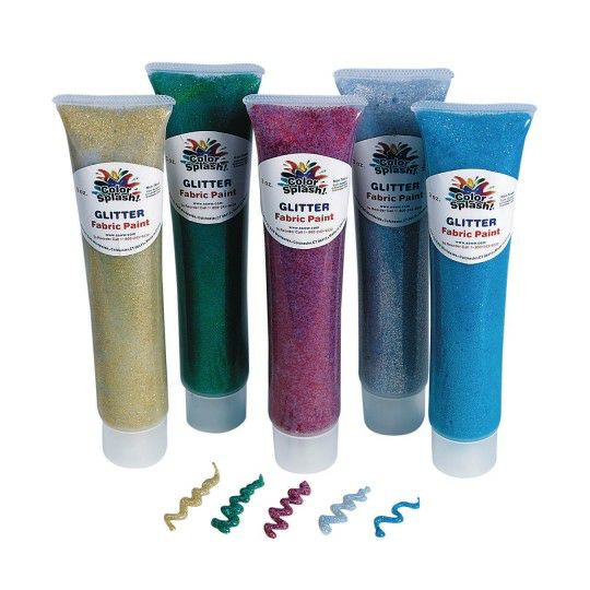 Craft Supplies |  Glitter Fabric Paint Set, 3 oz. (Set of 5) Craft Supplies Craft Supplies