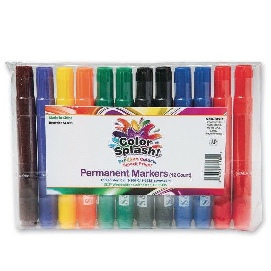 Craft Supplies |   Permanent Markers (Pack of 12) Craft Supplies Craft Supplies