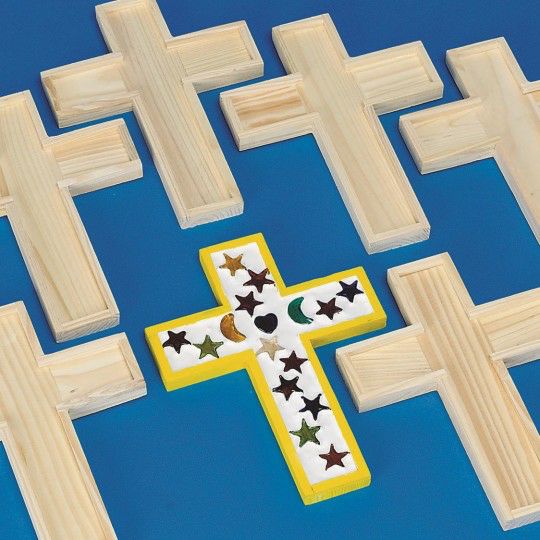 Craft Supplies |  Unfinished Wooden Cross Tile Trivet (Pack of 6) Craft Supplies Craft Supplies