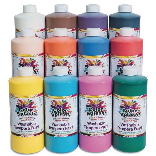 Craft Supplies |   Washable Tempera Paint Assortment, 16 oz. (Set of 12) Craft Supplies Craft Supplies