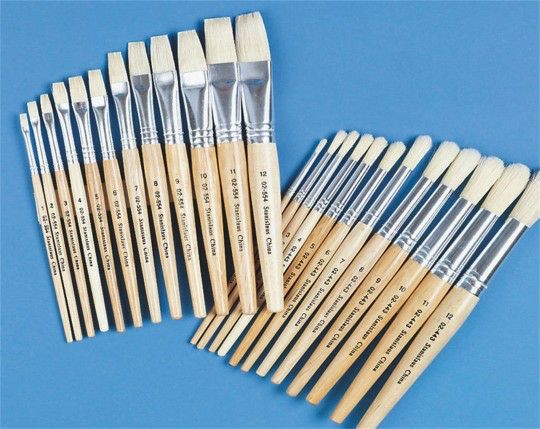 Craft Supplies |  White Bristle School Brushes (Set of 24) Craft Supplies Craft Supplies