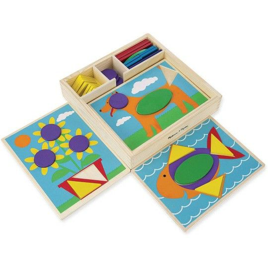 Ed Supplies & Early Childhood |   Beginner Wooden Pattern Blocks with 5 Double-Sided Scenes and 30 Shapes Ed Supplies & Early Childhood Ed Supplies & Early Childhood