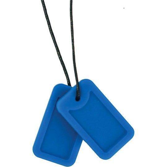 Ed Supplies & Early Childhood |  Chewable Necklace Sensory Chew for Anxiety Reduction – Dog Tag Pendant, Blue Ed Supplies & Early Childhood Ed Supplies & Early Childhood