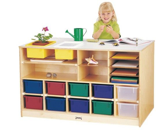 Furniture |   Mobile Twin Storage Island with Colored Trays Furniture Furniture