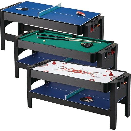 Games |  GLD 3-1 Flip Pool-Air Hockey-Table Tennis Table, 6’ Games Games