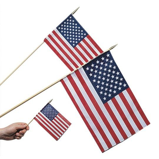 Party & Novelty |  Cotton U.S. Flags, 12″ x 18″ (Pack of 12) Games & Sports Supplies Party & Novelty