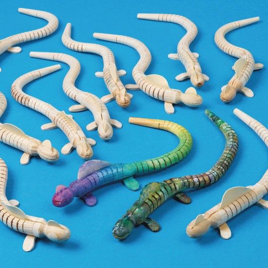 Party & Novelty |  Flexible Wood Lizards (Pack of 12) Games & Sports Supplies Party & Novelty