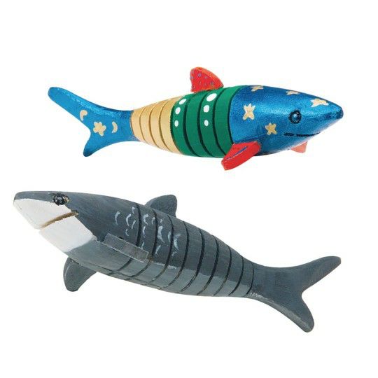 Party & Novelty |  Flexible Wooden Shark Craft Kit (Pack of 12) Games & Sports Supplies Party & Novelty