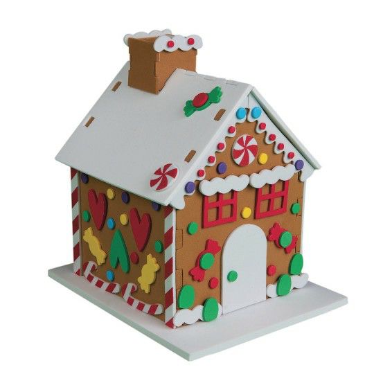 Party & Novelty |  Foam Gingerbread Houses Craft Kit (Pack of 12) Games & Sports Supplies Party & Novelty