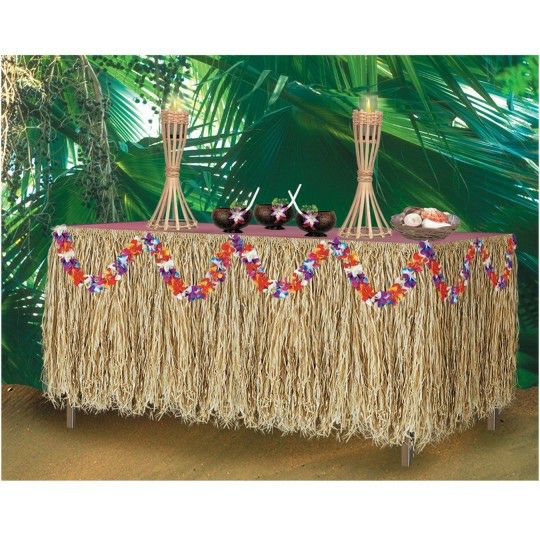 Party & Novelty |  Genuine Raffia Luau Table Skirt, 9′ Games & Sports Supplies Party & Novelty