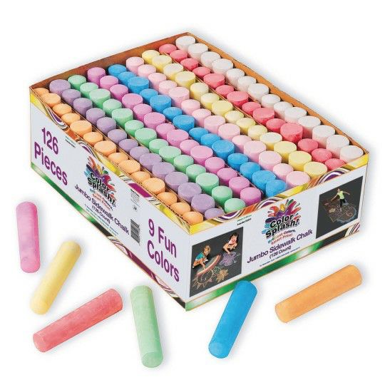 Party & Novelty |   Giant Box of Sidewalk Chalk, 9 Colors (Box of 126) Games & Sports Supplies Party & Novelty