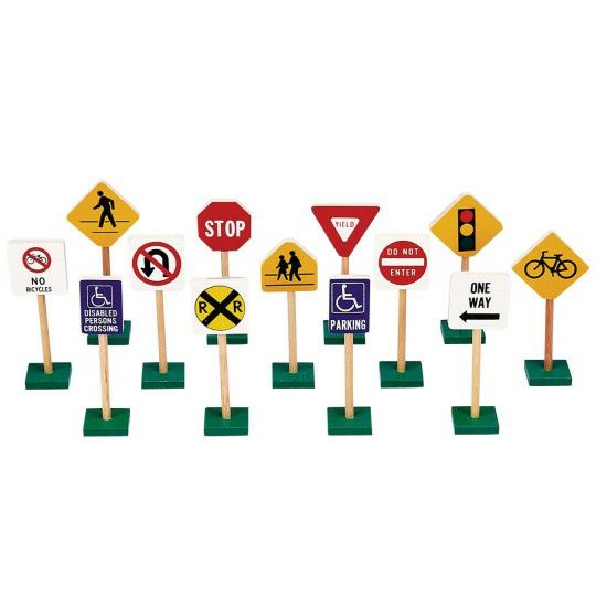 Party & Novelty |  Guidecraft 7″ Block Play Traffic Signs (Set of 13) Games & Sports Supplies Party & Novelty