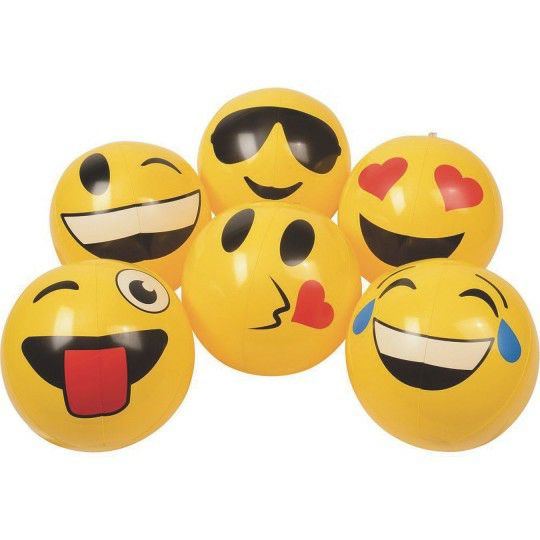 Party & Novelty |  Inflatable Emoji Beach Balls (Pack of 12) Games & Sports Supplies Party & Novelty