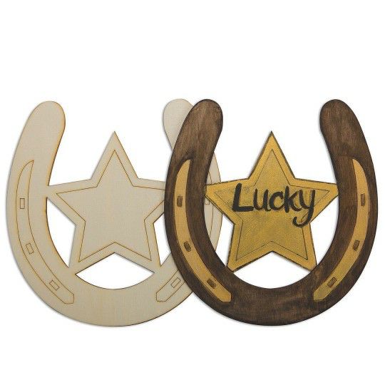 Party & Novelty |  Lucky Wood Horseshoe Plaques (Pack of 24) Games & Sports Supplies Party & Novelty