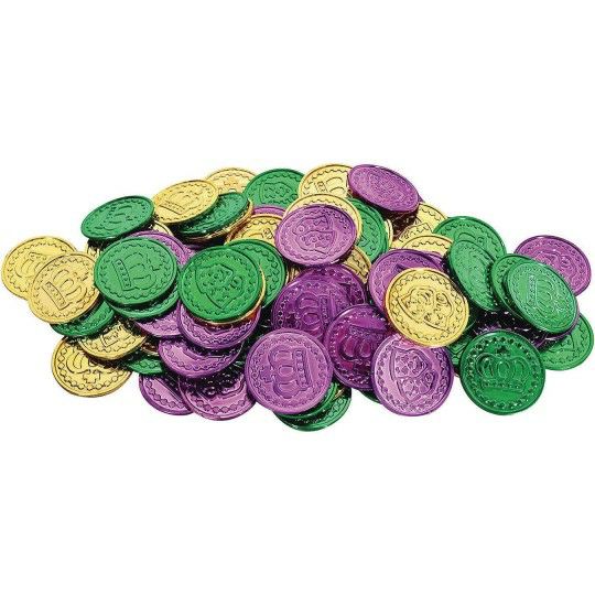 Party & Novelty |  Mardi Gras Plastic Coins (gold, green, purple) (Pack of 100) Games & Sports Supplies Party & Novelty