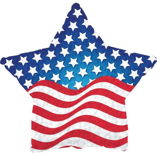 Party & Novelty |  Patriotic Balloon with Flag Design, 17” Star Shaped (Pack of 10) Games & Sports Supplies Party & Novelty