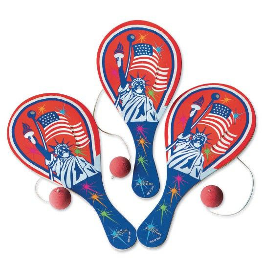 Party & Novelty |  Patriotic Paddle Ball Game (Pack of 12) Games & Sports Supplies Party & Novelty