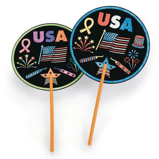 Party & Novelty |  Patriotic Velvet Art Fan (Pack of 48) Games & Sports Supplies Party & Novelty