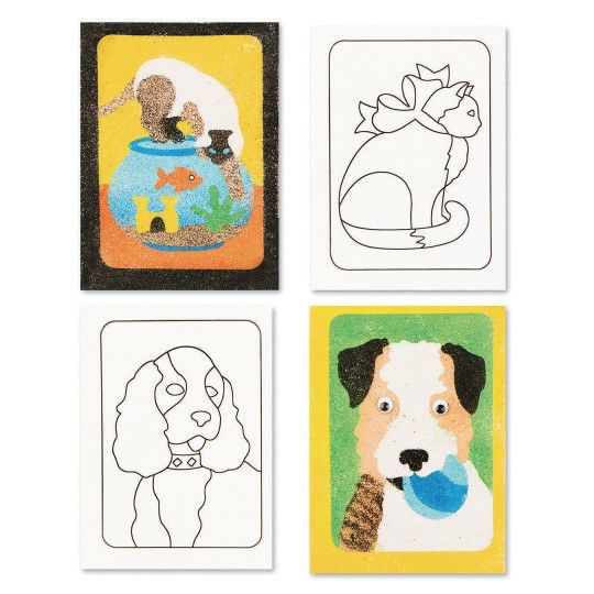 Party & Novelty |  Sand Art Boards – Dogs & Cats, 5″ x 7″ (Pack of 12) Games & Sports Supplies Party & Novelty