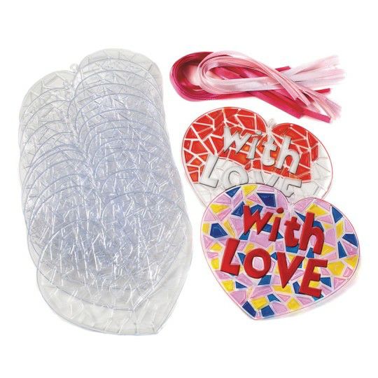 Party & Novelty |  Stained Glass Hearts (Pack of 24) Games & Sports Supplies Party & Novelty