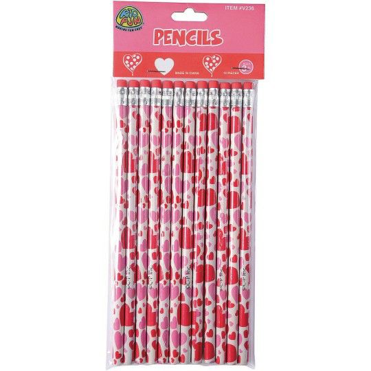 Party & Novelty |  Valentine’s Day Heart Pencils (Pack of 12) Games & Sports Supplies Party & Novelty