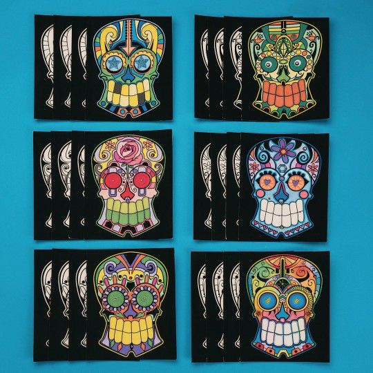 Party & Novelty |  Velvet Art Skull Posters (Pack of 24) Games & Sports Supplies Party & Novelty