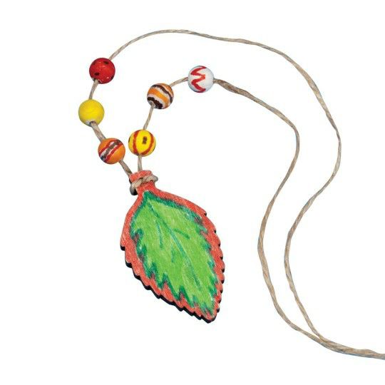 Party & Novelty |  Wood Leaf Necklace Craft Kit (Pack of 12) Games & Sports Supplies Party & Novelty