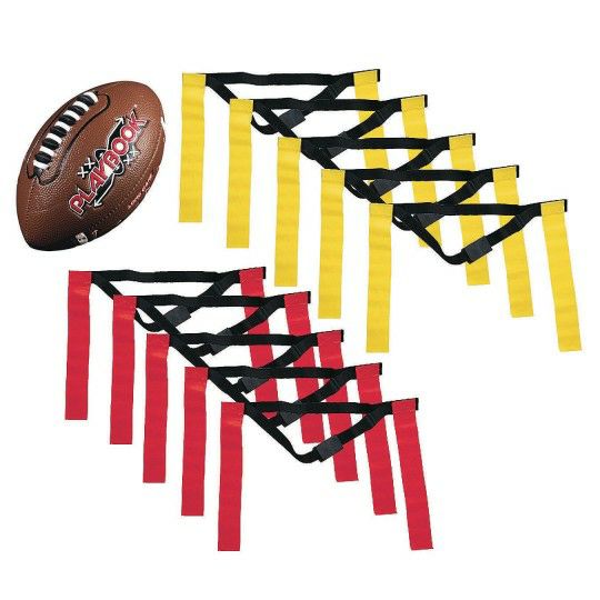 Party & Novelty |   Youth 10 Player Flag Football Ball and Flags Pack Games & Sports Supplies Party & Novelty