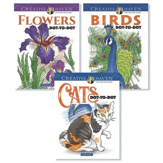 Senior Activities |   Birds, Cats & Flowers Dot-to-Dot Coloring Books (Set of 3) Games & Sports Supplies Senior Activities