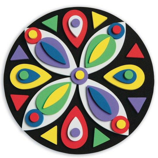 Senior Activities |  Foam Mosaic Mandalas Craft Kit (Pack of 12) Games & Sports Supplies Senior Activities