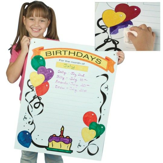 Senior Activities |  Write-On Wipe-Off Happy Birthday Poster Games & Sports Supplies Senior Activities