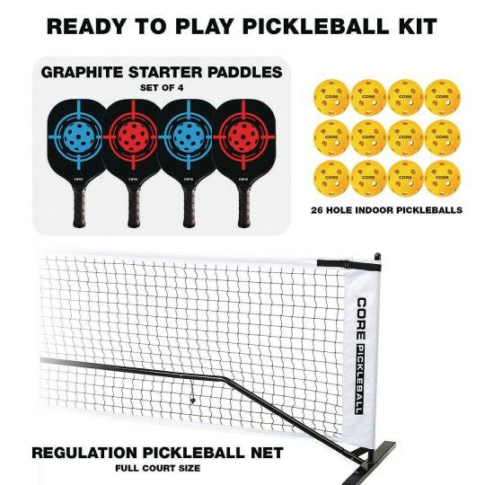 Sports & PE |  CORE Pickleball Complete Deluxe Portable Starter Pack Games & Sports Supplies Sports & PE