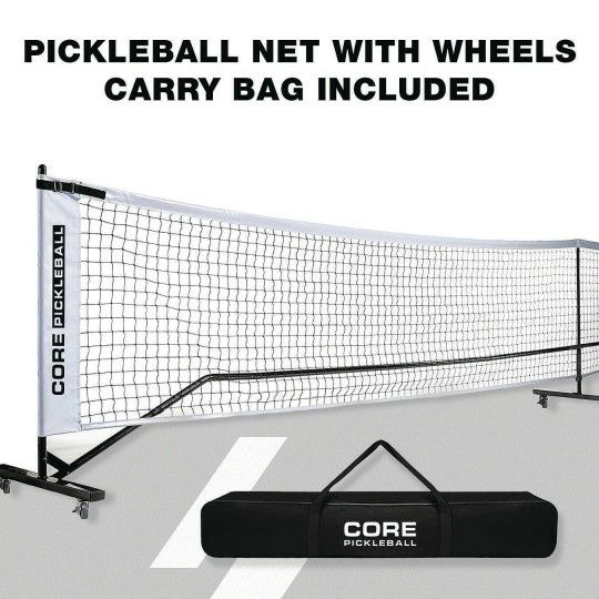 Sports & PE |  CORE Pickleball Deluxe Portable Rolling Net System Games & Sports Supplies Sports & PE